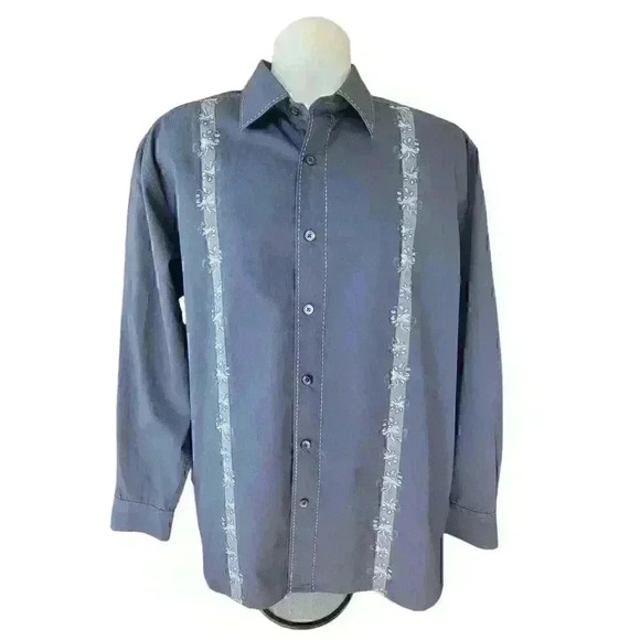 Monterey Point Other - Monterey Point Men's Button Up Long Sleeve Navy Shirt w/Hawaiian Accents Size L